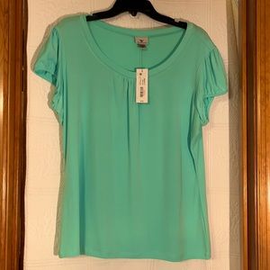 Worthington opal mint round scoop neck blouse ( matching skirt posted next)